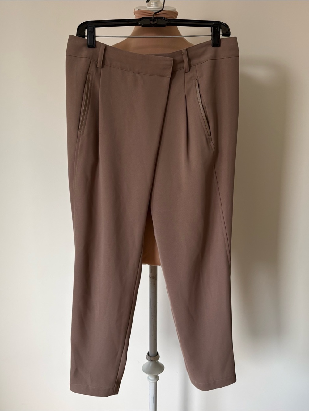 VINCE Brown Leather Trim Pockets Office Wear Slim Straight-Leg Tailored Pants 6